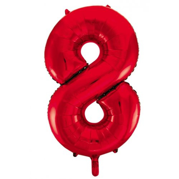 34inch Decrotex Foil Balloon Number Red #8 Pack 1