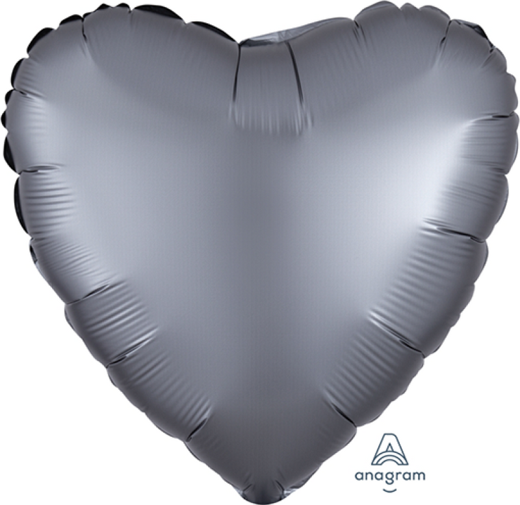 45cm Standard HX Satin Luxe Graphite Heart S18
