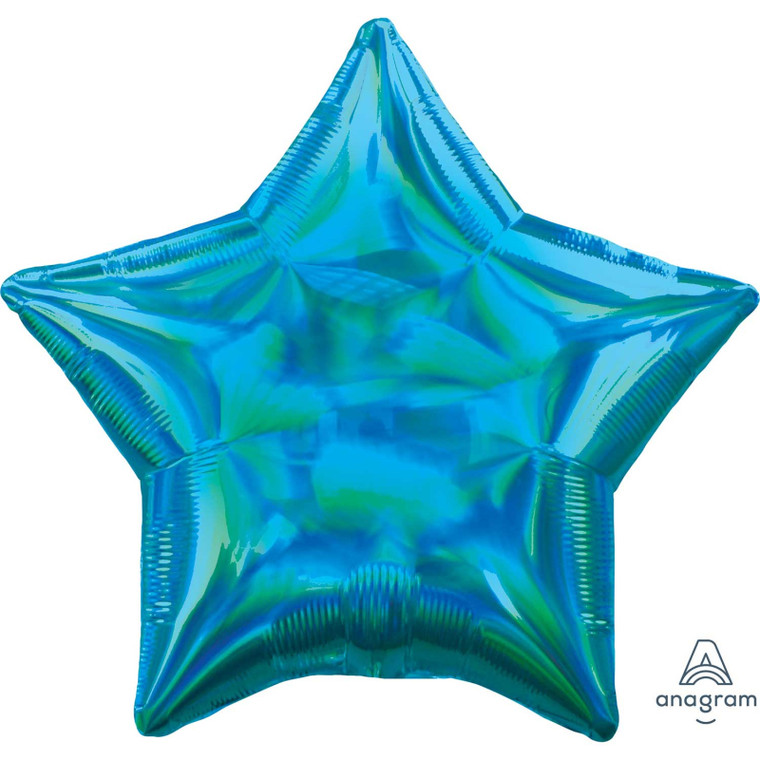 45cm Standard Holographic Iridescent Cyan Star S40