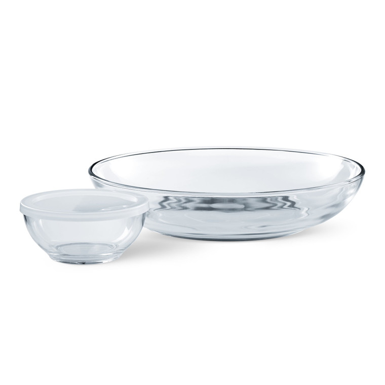 Mainstays 3-Piece Glass Chip and Dip Serving Set (L x W x H  15.71 x 8.46 x 13.82 Inches) (Glass)