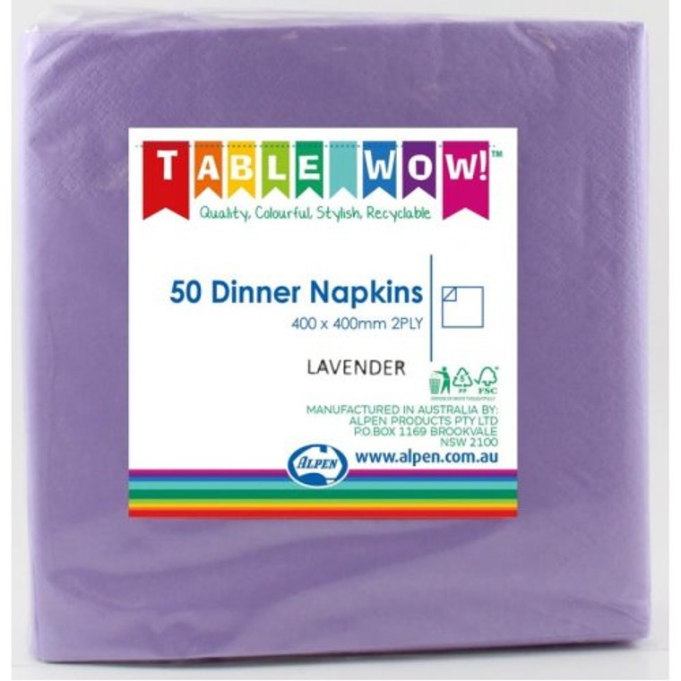 Lavender Dinner Napkin 40x40cm 2ply P50