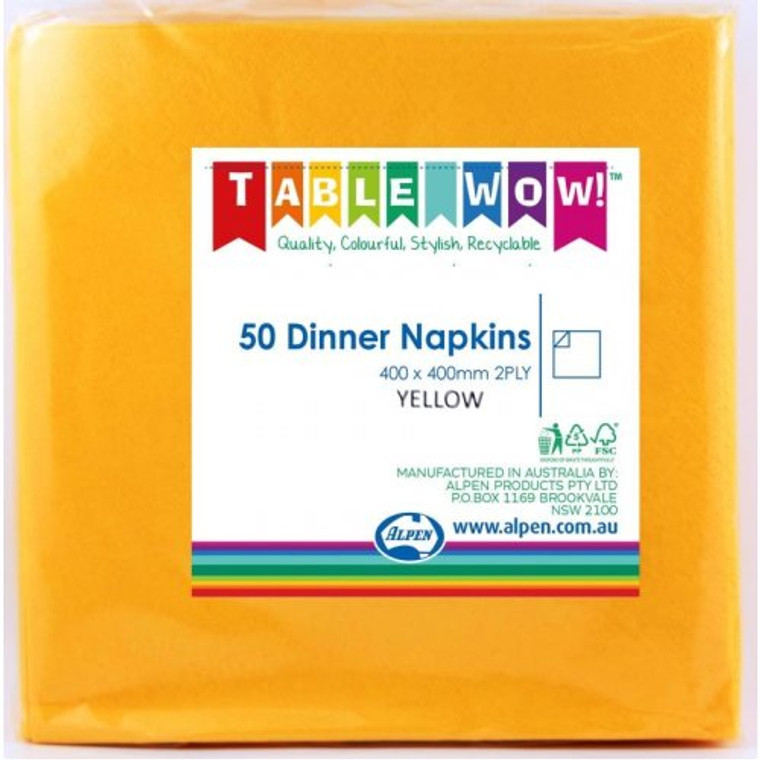 Yellow Dinner Napkin 40x40cm 2ply P50
