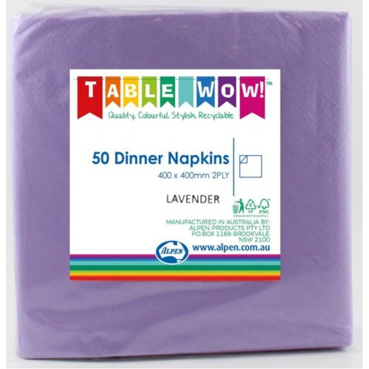 Lavender Dinner Napkin 40x40cm 2ply P50 X 24 (1200 Napkins)