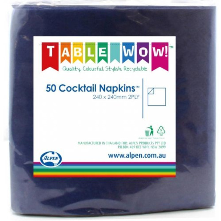 Dark Blue Cocktail Napkin 25x25cm 2ply P50 X 24 (1200 Napkins)