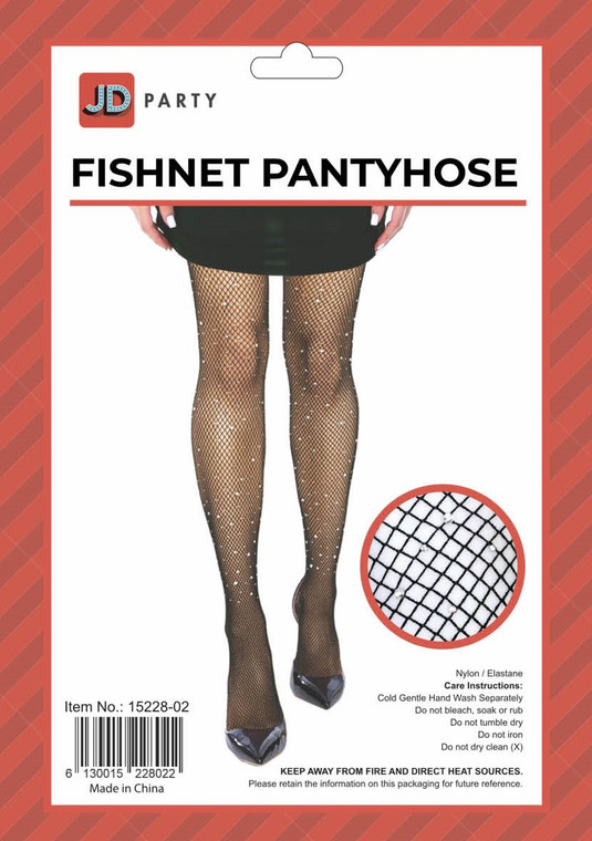 Fishnet Pantyhose With Diamante (Medium Hole) Black