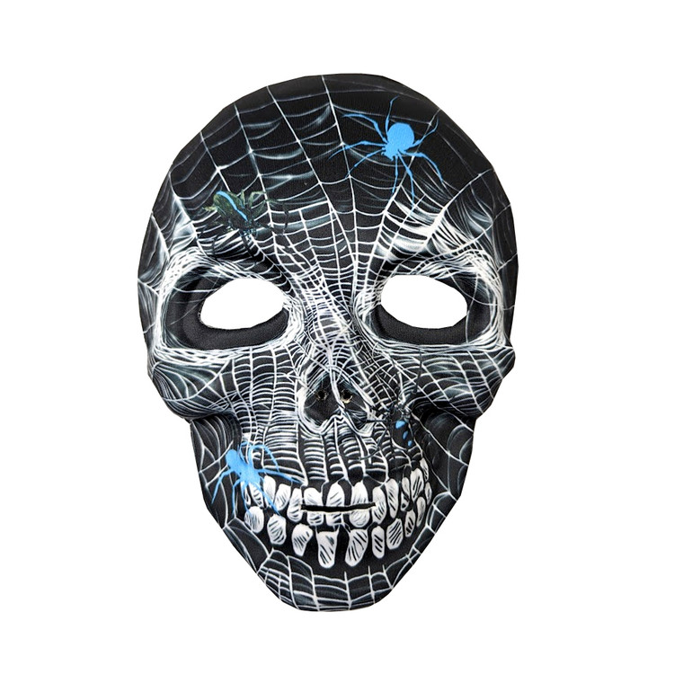 Full Face Black Mask With Spider Web Design