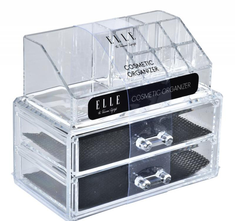 Elle Acrylic Cosmetic Organizer with 2 Drawers - 7.5" x 4.5" x 4.5" 1pc