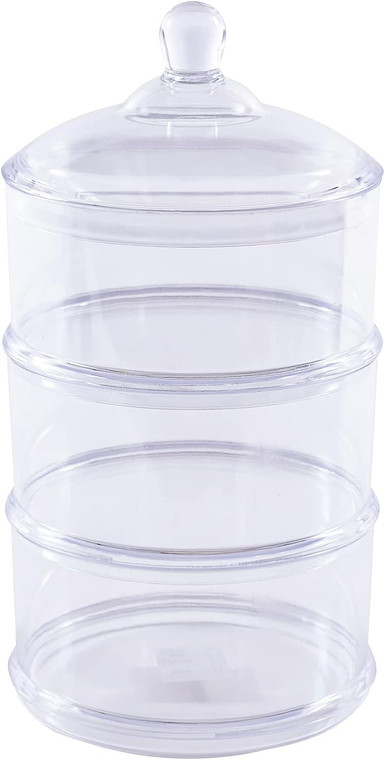 Clear Plastic Stackable 3 Layer Candy Jar With Lid 6¼" x 12"