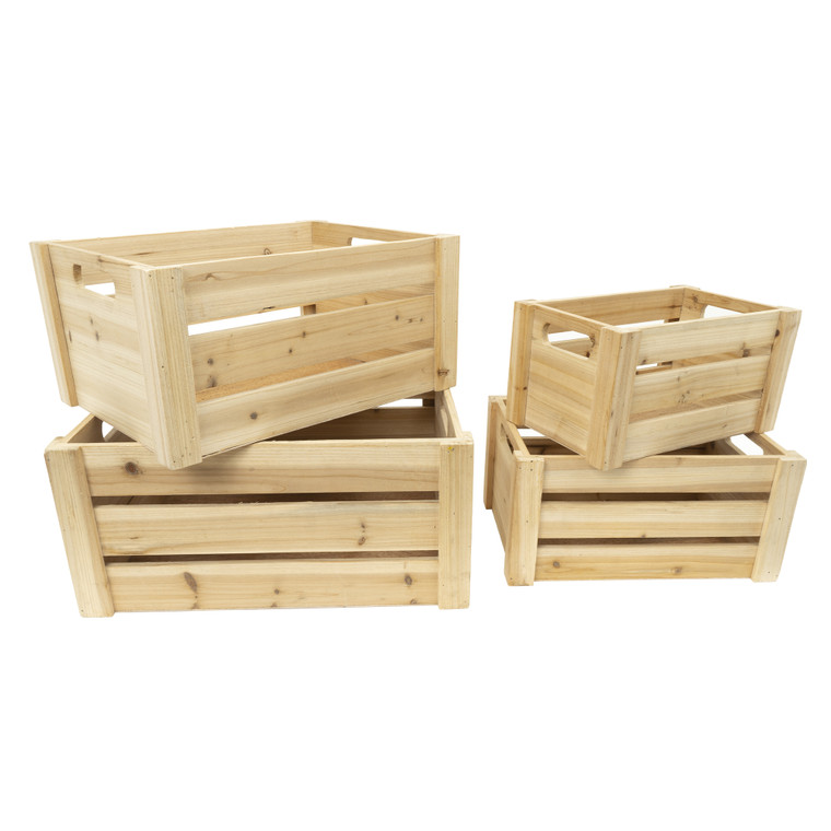 Natural Wooden Crates 4pc/set