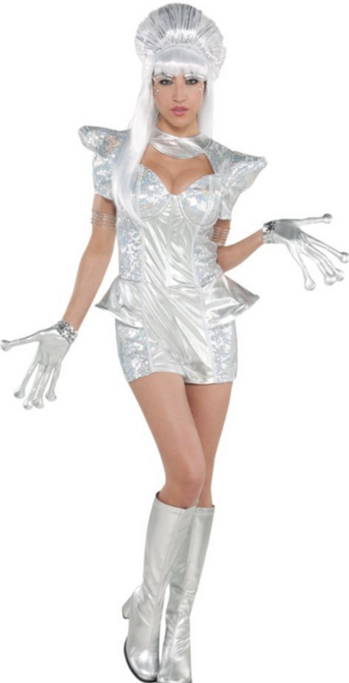 Super Nova Alien Metallic Silver Space Ladies Costume