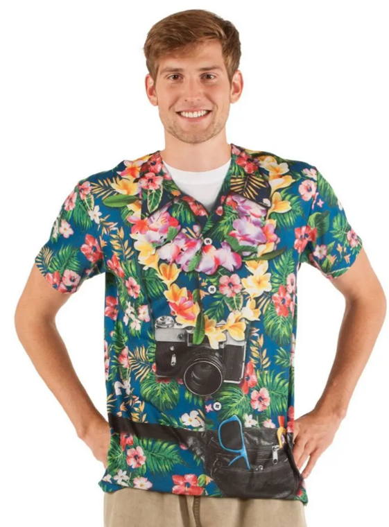 Men's Hawaiian Tourist Costume Top - One Size