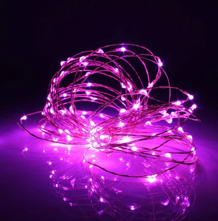 10ft Battery-Operated Fairy Lights with 30  Pink LEDs (Requires 3 AA Batteries)