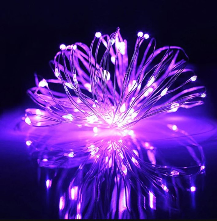 10ft Battery-Operated Fairy Lights with 30  Purple LEDs (Requires 3 AA Batteries)