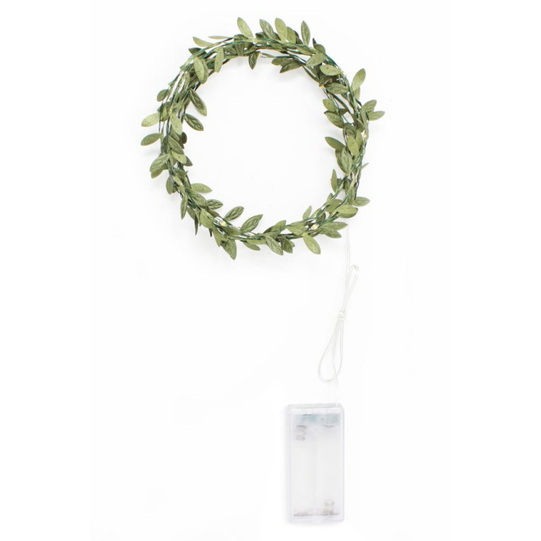 20 LED Green Leaves Fairy String Lights Warm White 7' 8.5" (Requires 3 AA Batteries)