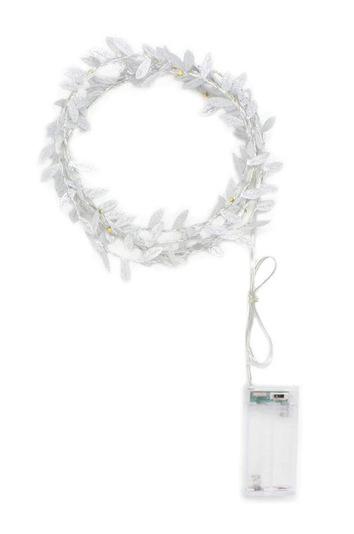 20 LED Silver Leaves Fairy String Lights Warm White 7' 8.5" (Requires 3 AA Batteries)