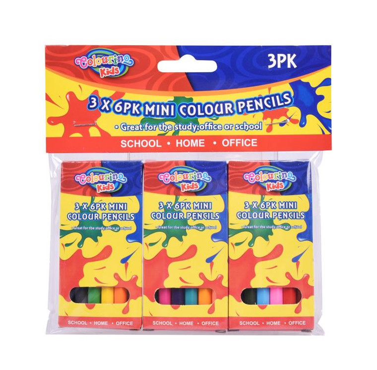 Mini Coloured Pencils 3 x 6PK