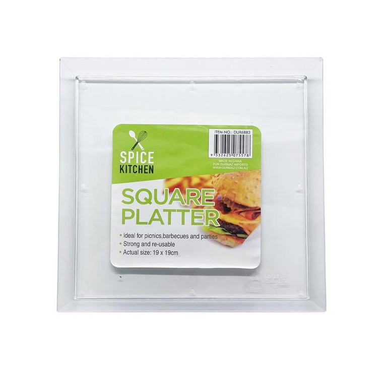 Square Transparent Plastic Platter - 19cm