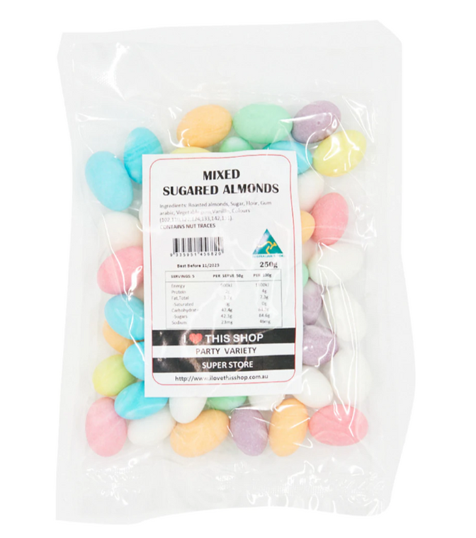 Mixed Sugared Almonds - 250g