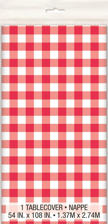 Red Gingham Printed Tablecover - 137cm x 274cm