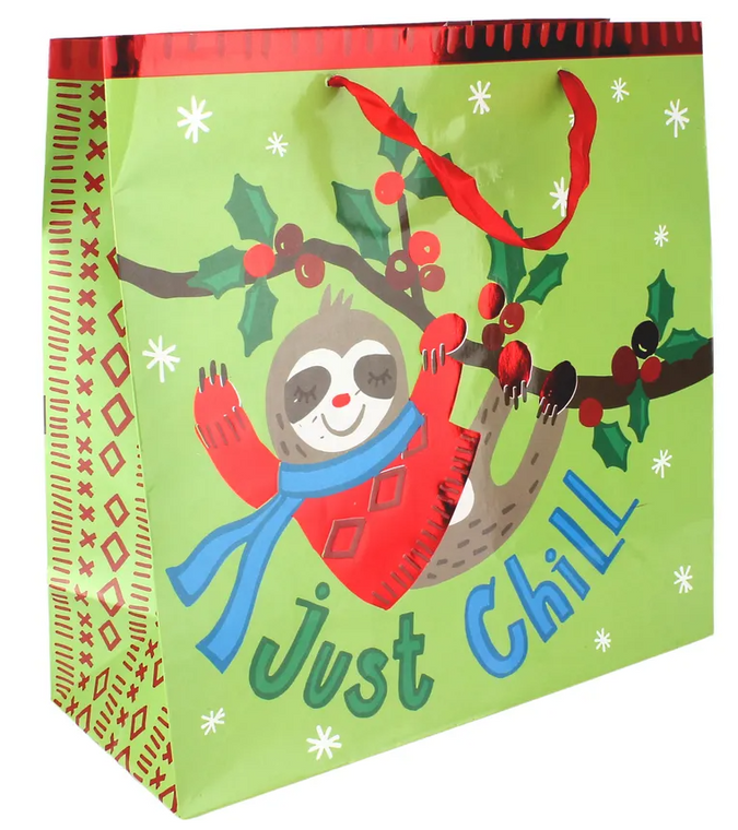 Christmas Sloth Just Chill Paper Gift Bag