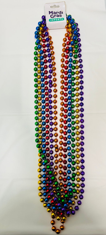 Bead Metallic Rainbow RR 12mm 48inch Pack of 6