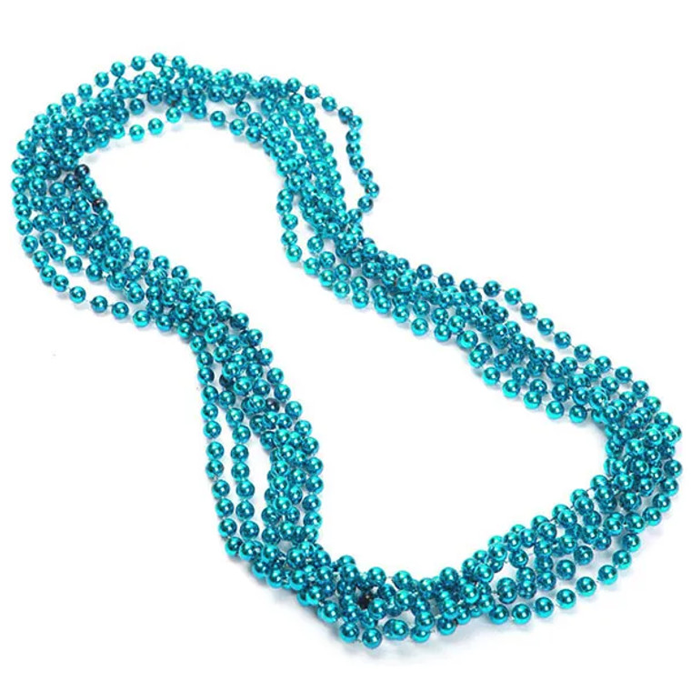 Bead Metallic Turquoise RR 12mm 48inch Pack of 6