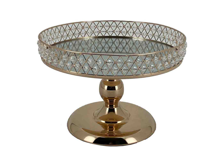 Gold Cake Stand with Crystals - 30cm x 22cm