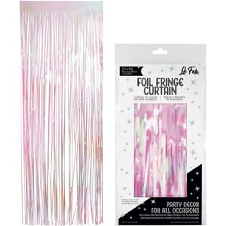 Pink Iridescent Foil Fringe Foil Curtain 3ft Wide x 8ft Long