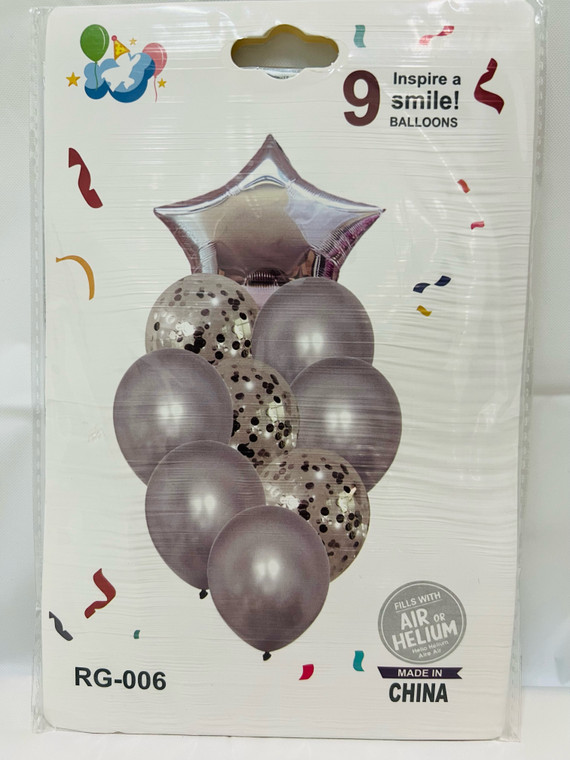 Star 9pc Balloon Bouquet Silver