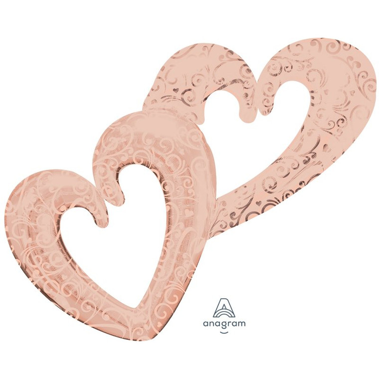 Multi-Balloon Interlocking Hearts Rose Gold P70