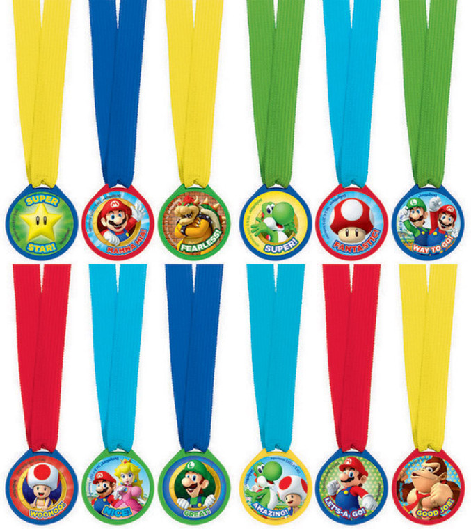 Super Mario Brothers Mini Award Medals 12pk