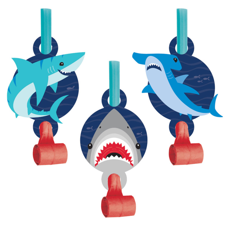 Shark Party Blowouts with Medallions 8pk