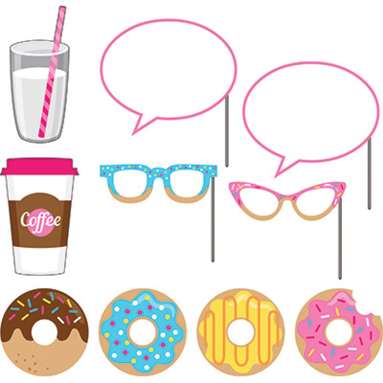 Donut Time Photo Booth Props Assorted Designs 10pc