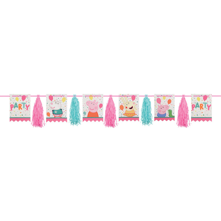 Peppa Pig Confetti Party Pennants & Tassel Garland Glittered 3m