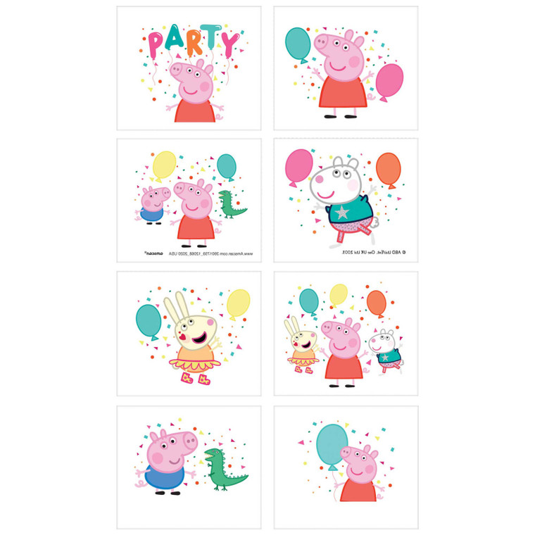 Peppa Pig Confetti Party Tattoos 8pk