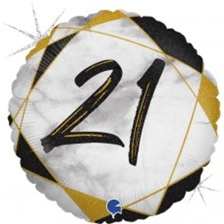 #21 Marble Black 18inch Round Foil Balloon P1