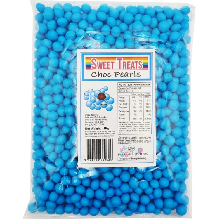 1Kg Blue Choc Pearls