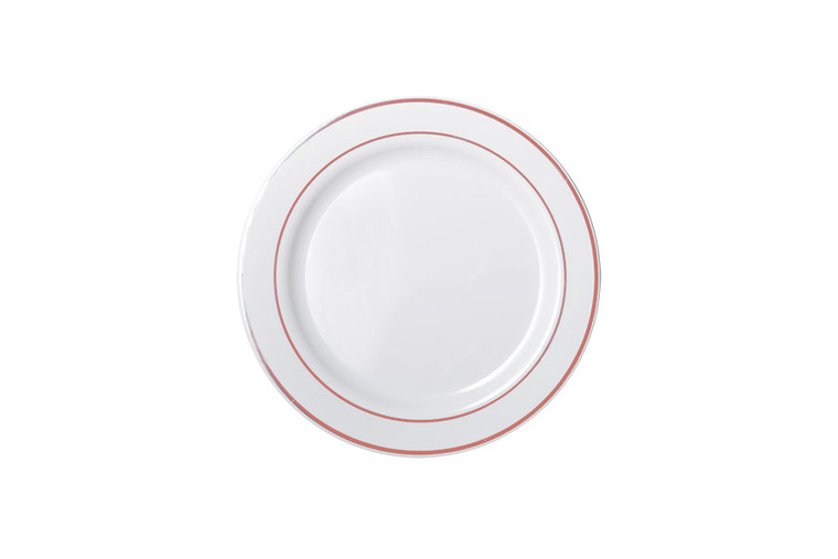 190Mm Heavy Duty White Reusable Lunch Plate With Rose Gold Lining
