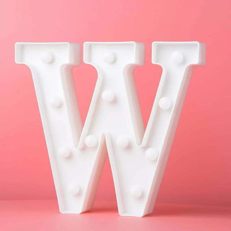 LED Light Up Letter W White 22cm