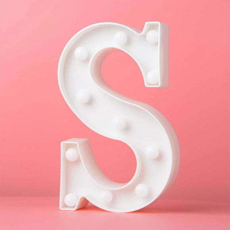 LED Light Up Letter S White 22cm