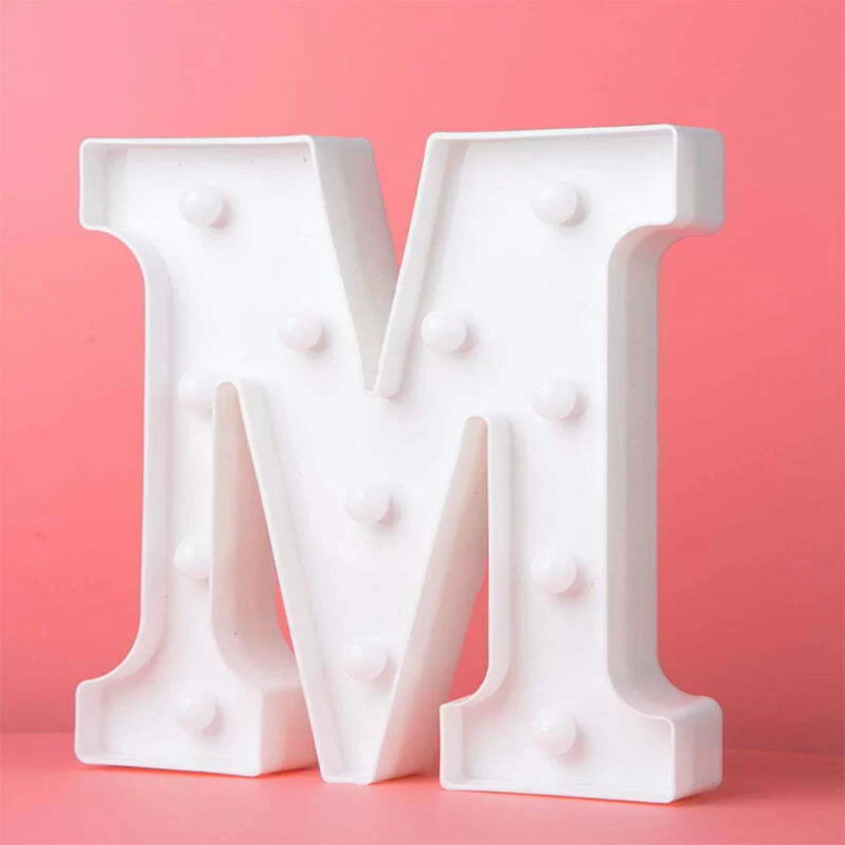 LED Light Up Letter M White 22cm