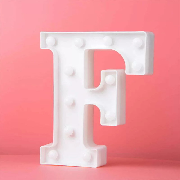 LED Light Up Letter F White 22cm