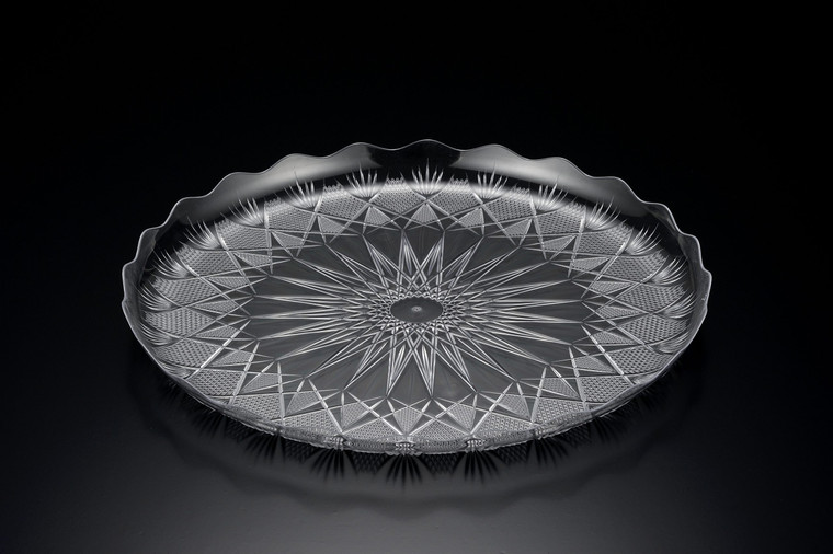 365mm Clear Round Tray Diamond Design