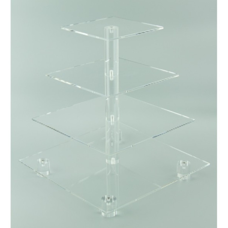 4 Tier Square Maypole Acrylic Cupcake Stand 300 x 300 x 326mm