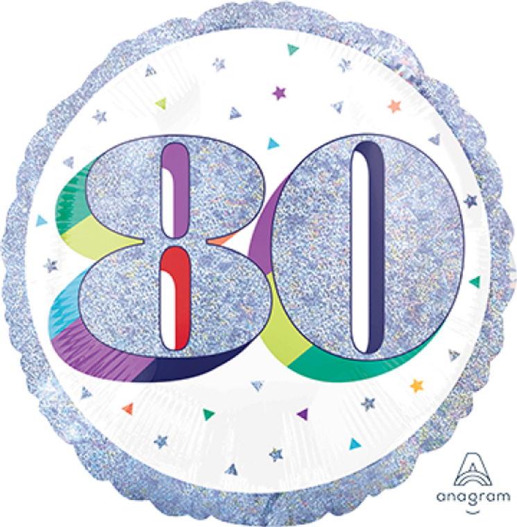 45cm Standard Holographic Here's to Your Birthday 80 S55