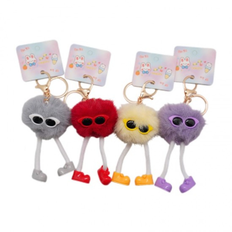 Keyring - Fluffy Toy with Glasses 6cm