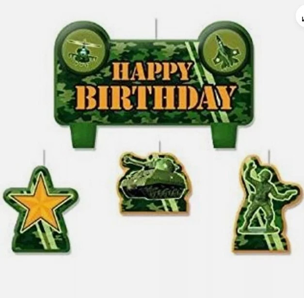 Camouflage Army Party Birthday Candle Set
