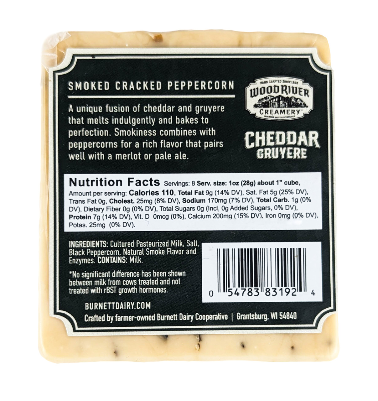 Wood River Creamery Cheddar Gruyere Smoked Cracked Peppercorn
