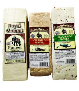 Royal Mahout Original Flavor, Chipotle Paneer and Jalapeno Paneer 5lb - Front View
