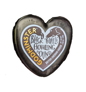 Godminster - Black Truffle Howling Hound Black Heart, British Cheddar 5.3 oz - Front View